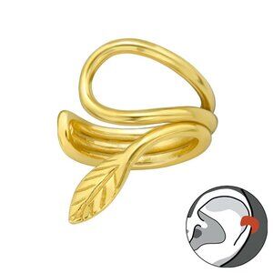 14K Gold Vermeil Leaf Wrap Ear Cuff